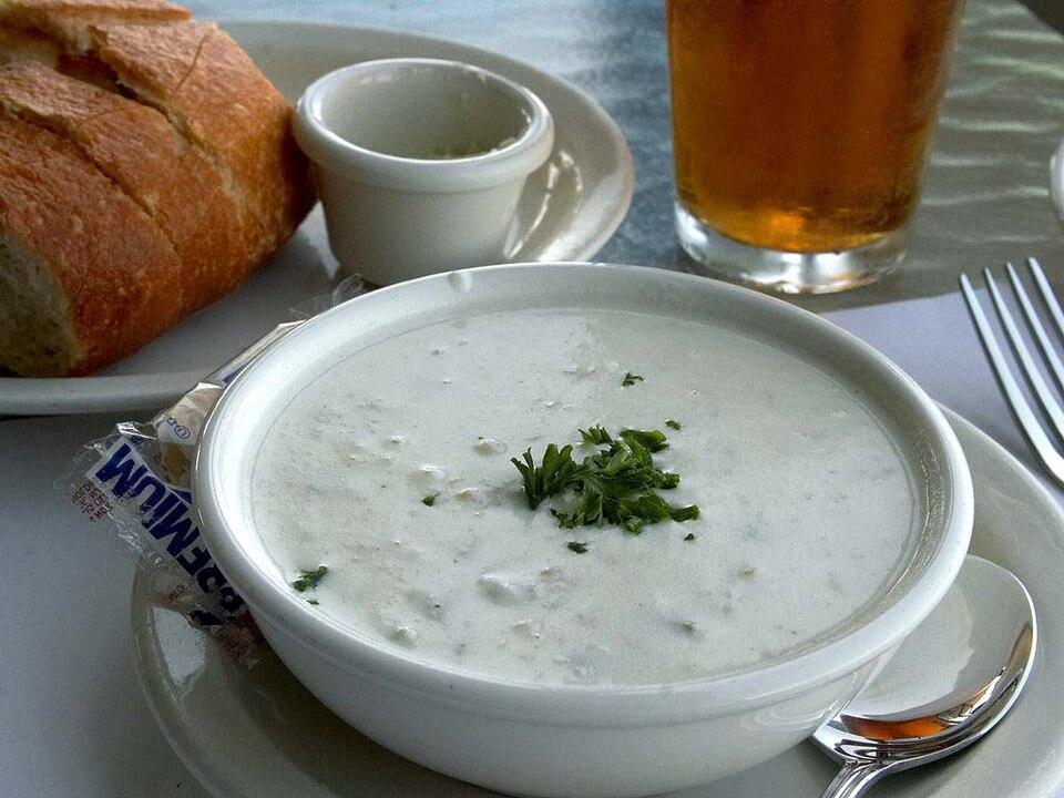 New England Clam Chowder — Seafood recipe plated