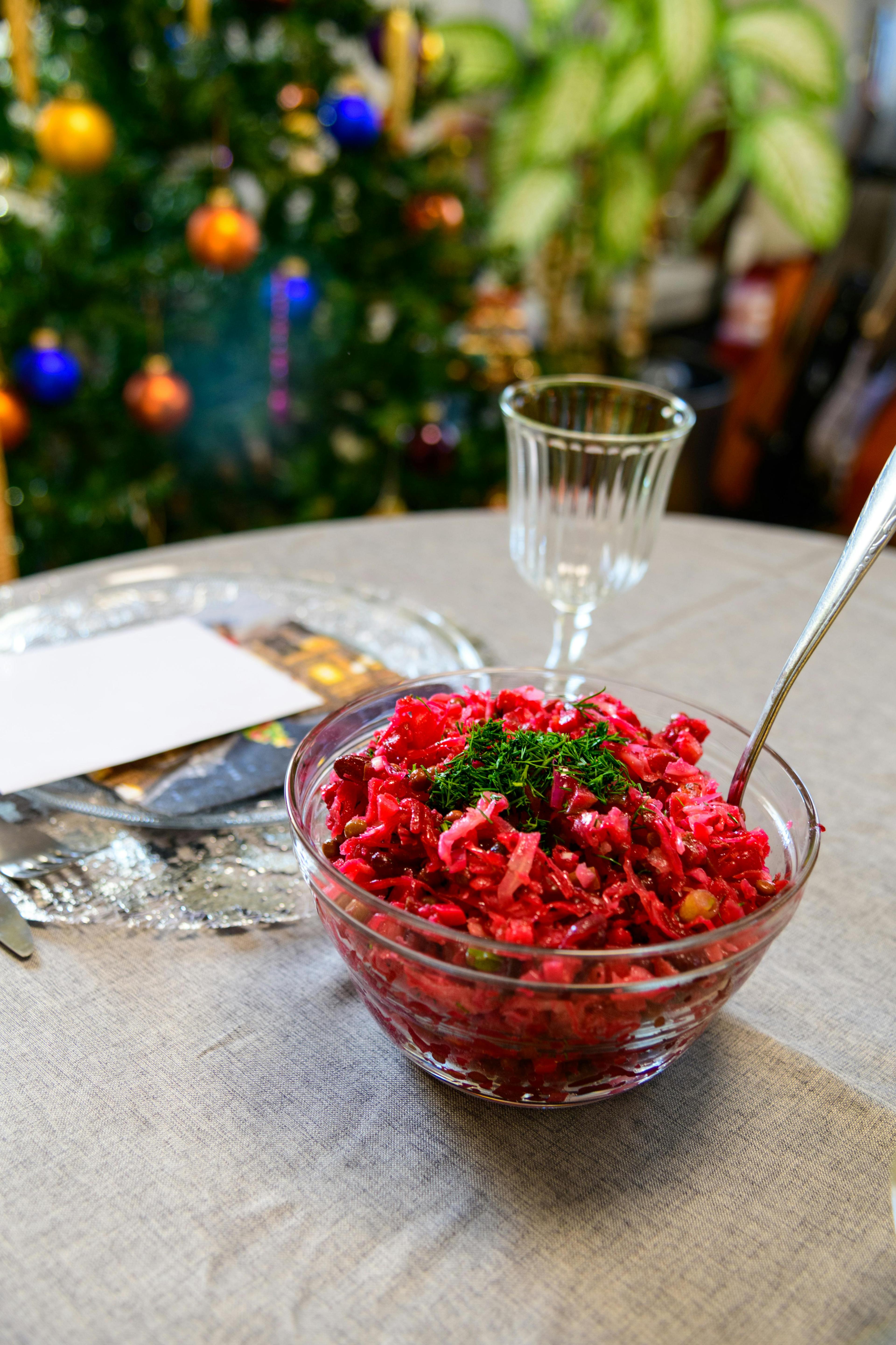 Vinegret (Ukrainian Beet and Potato Salad) — salad recipe plated