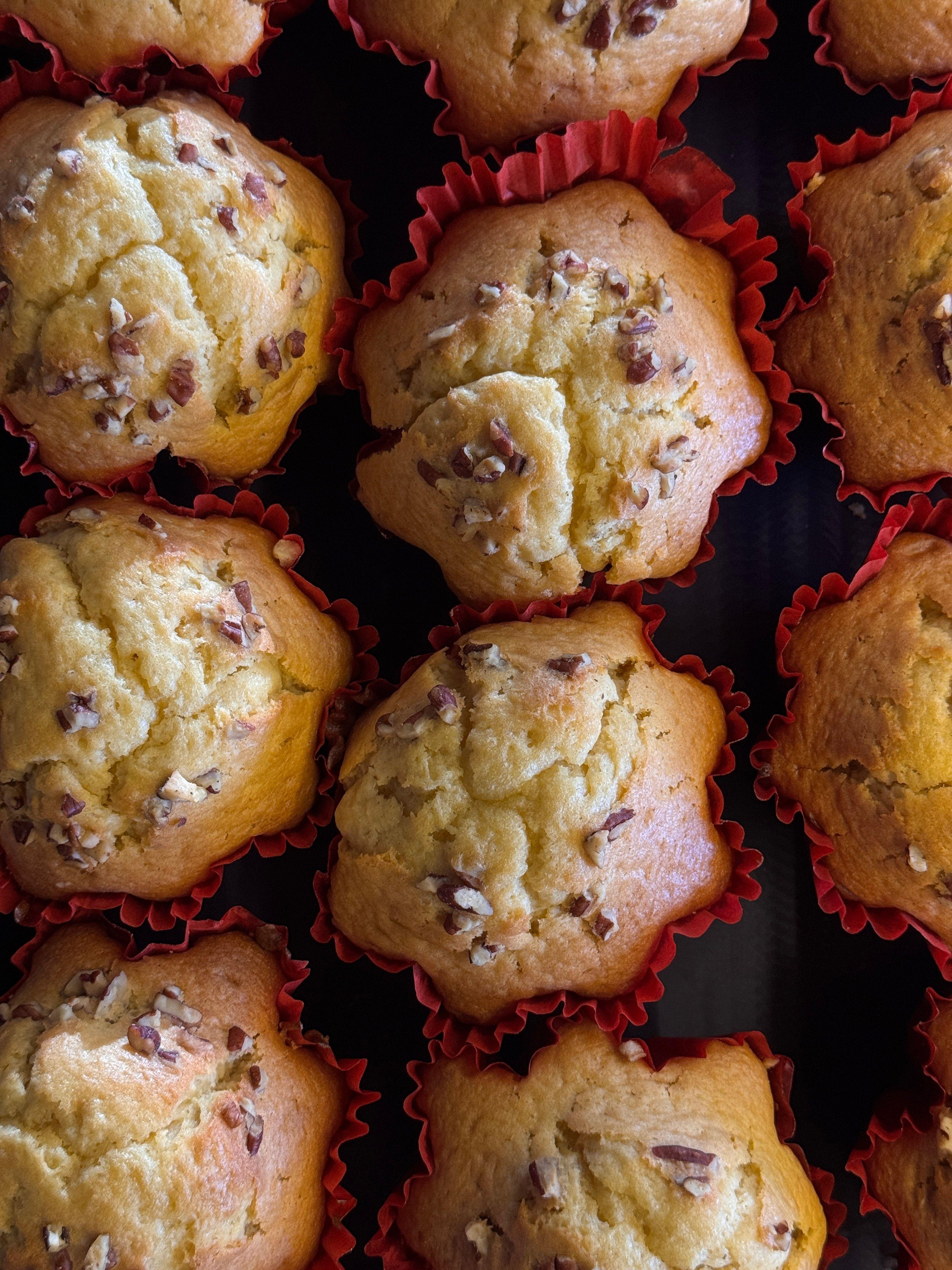 Banana Nut Muffins — muffins recipe plated