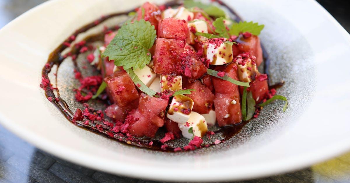 Watermelon, Feta, and Mint Salad — Salads recipe plated